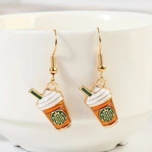Starbucks Style Pumpkin Spice Latte Coffee Earrings